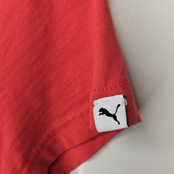 Puma Metallic Logo Graphic Tee Red Crewneck Athleisure Shirt Women Small Gym - Picture 5 of 9